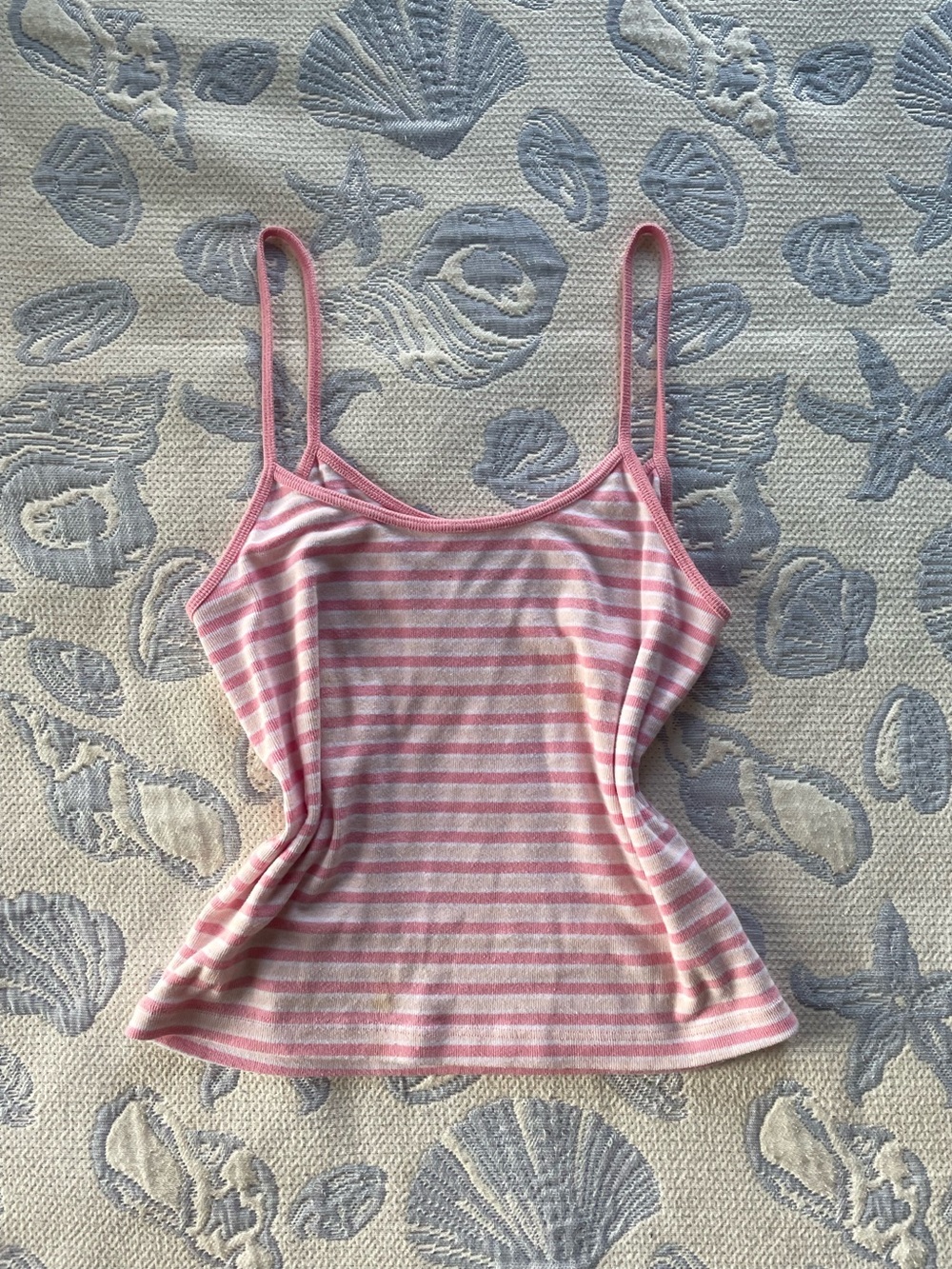 Brandy Melville Pink and White Striped Spaghetti Strap Camisole